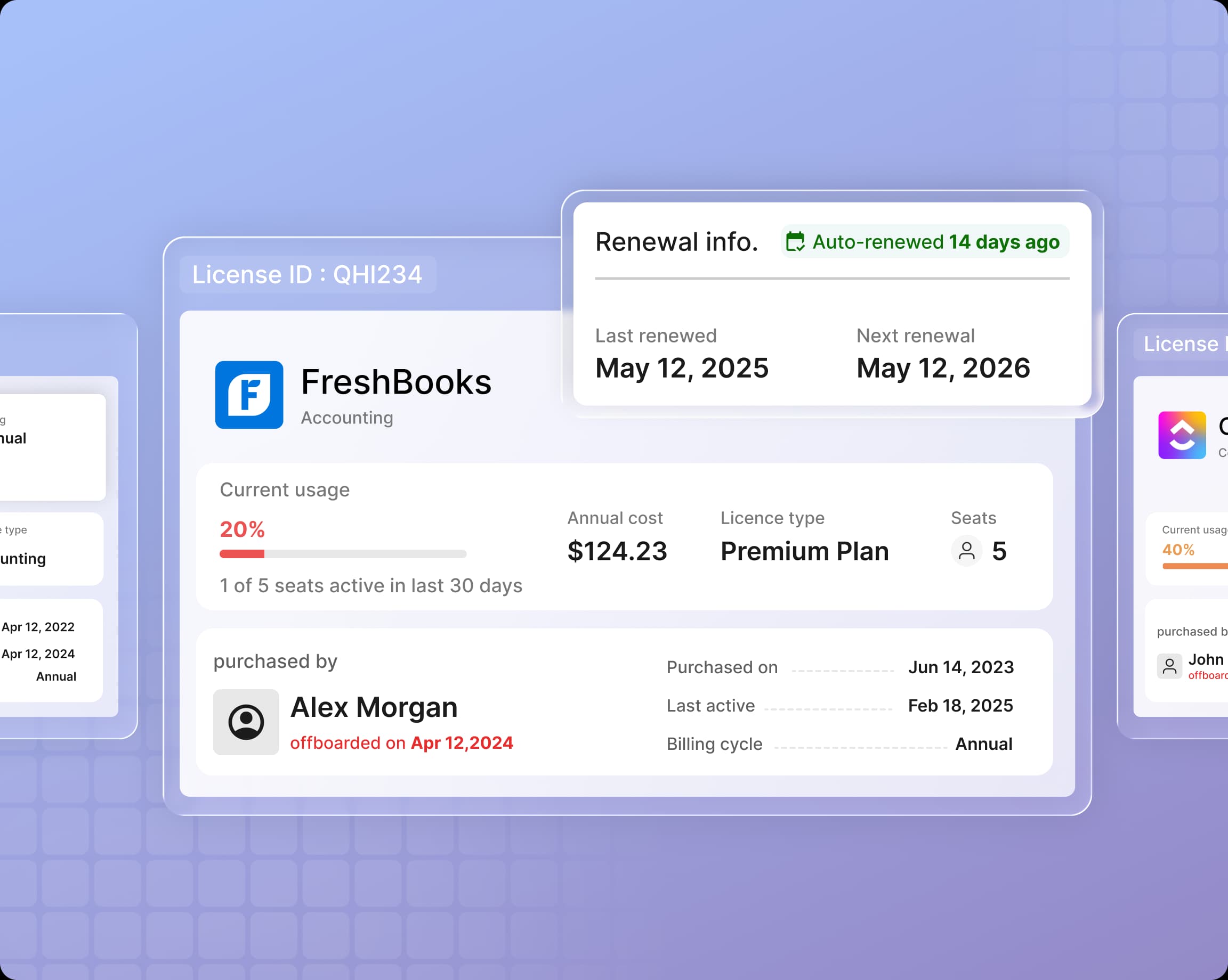 Unused licenses dashboard